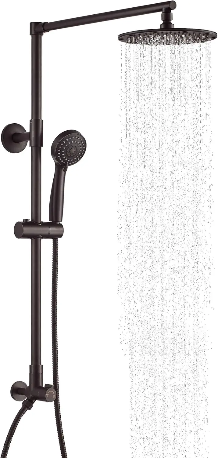 3 Retrofit Rain Shower System, 3-Setting Handheld Shower Combo with Slide Bar, 8