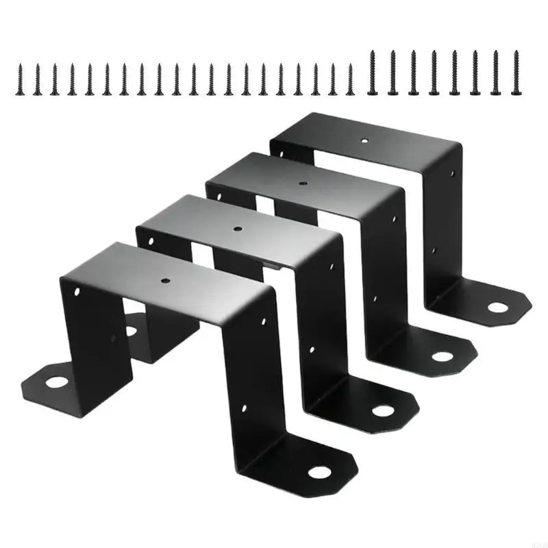

97QD Pack Of 4 Effective 4x4inch Post Brackets Strap Post Ties With Corrosion Resistant Coating For Outdoor Garden Yard Use