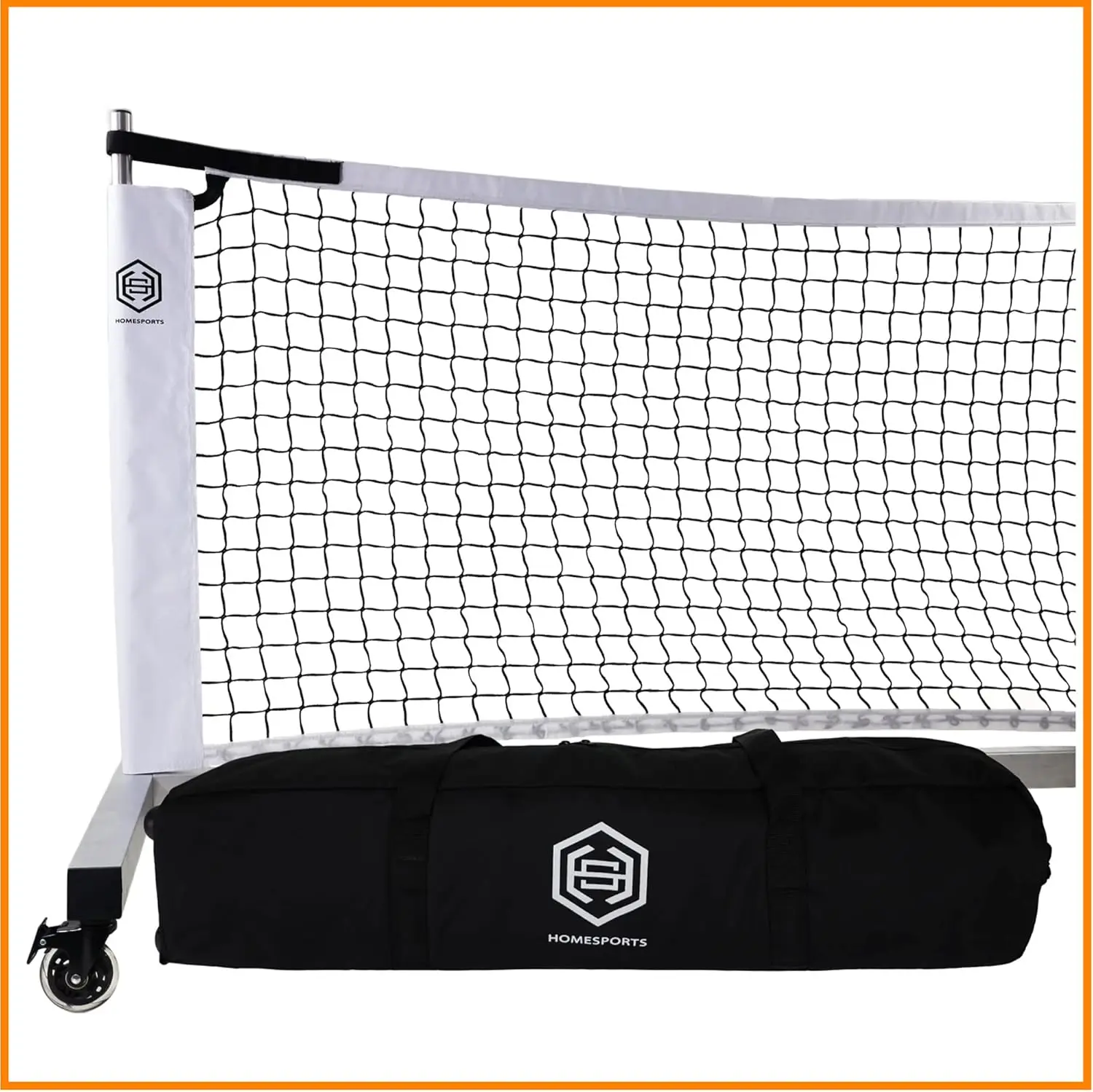 

Dominator Indoor/Outdoor Portable Pickleball Net, Constructed of Rust Proof Aluminum Frame - includes Rolling Carry Bag,