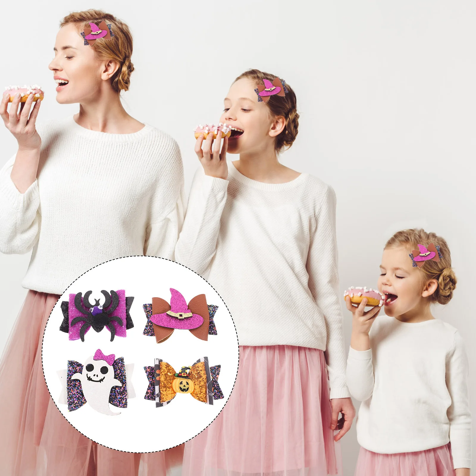 

4pcs Halloween Hair Bow For Alligator Clip Hat Pumpkin Design Lightweight Festive Party Cosplay Accessory