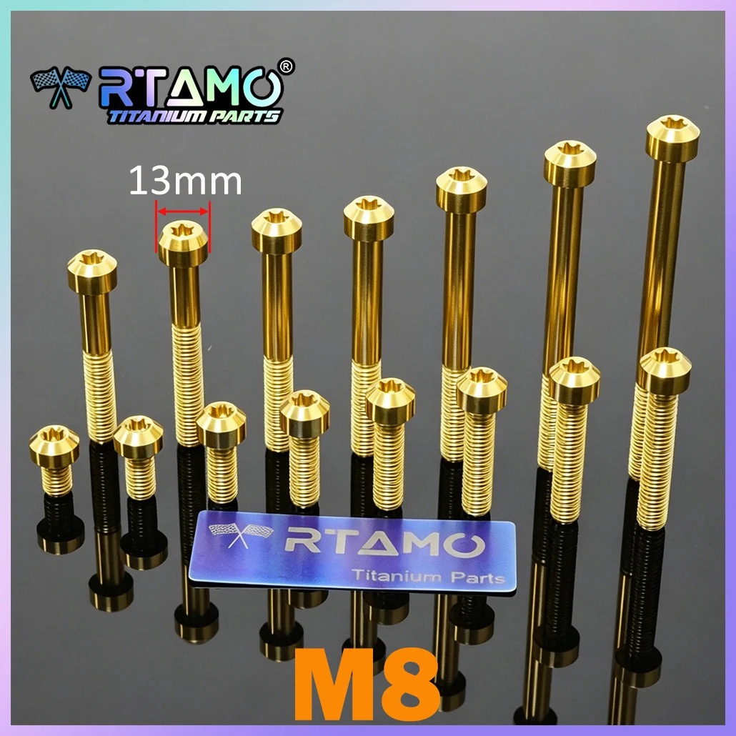 RTAMO Titanium Bolt M8X12/16/20/25/30/35/40/45/50/55/60/65/70/80/90/100 Motorcycle Gear Oil Bolts Titanium Bicycles Screws (1PC)