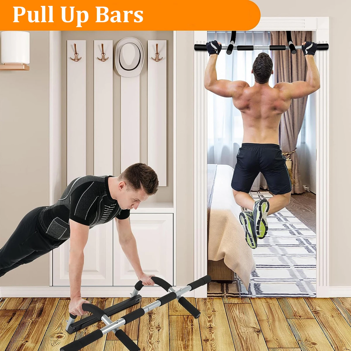 Pull Up Bars, Wall Mounted Door Horizontal Bar Chin Up Bar, Multi Gyms for Home, Strength Training Fitness Equipment