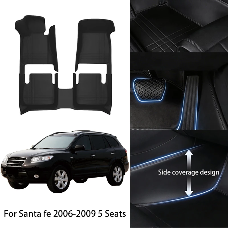 

Custom Fit PU Leather Car Floor Mat For Hyundai For Santa fe 5 Seats 2006 2013 2019 Luxury Full Set Auto Interior Accessories