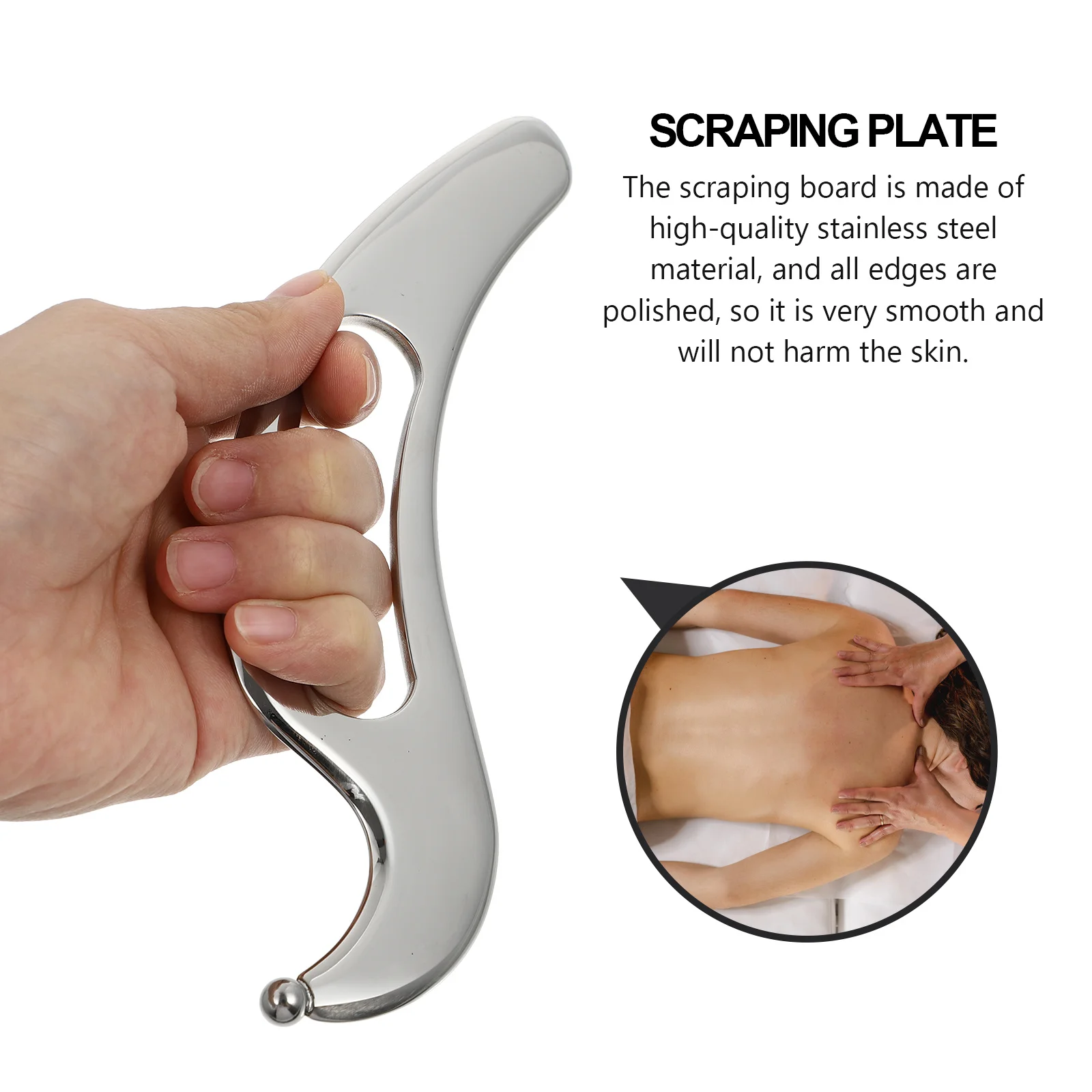 1 قطعة لوح مكشطة غوا شا من الفولاذ المقاوم للصدأ المتين حواف مصقولة ناعمة لاسترخاء العضلات وتخفيف التوتر وجسم الوجه
