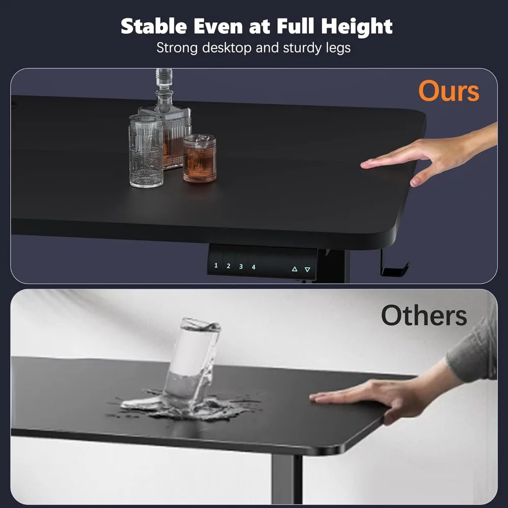 مكتب مريح مونومي كهربائي قابل للتعديل، 48 × 24، إطار فولاذي أسود للمكتب المنزلي، مكتب الجلوس #3