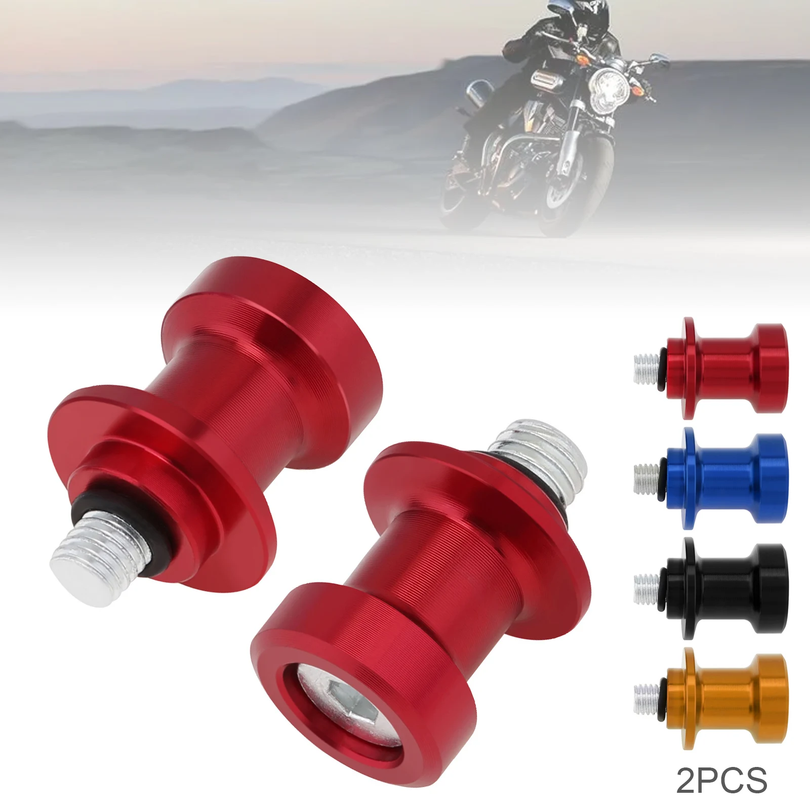 

2pcs Universal Motorcycle 8mm M8 CNC Aluminum Swingarm Spools Slider Stand Screws Swing Arm Stand Lifting Pin