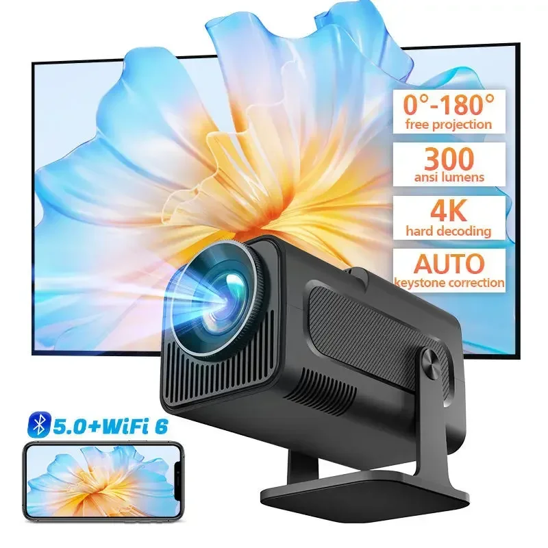 Android 11 390ANSI HY320 Projector 4K Native 1080P Picture Quality Dual Wifi6 Upgrade Cinema Outdoor Portable Projector