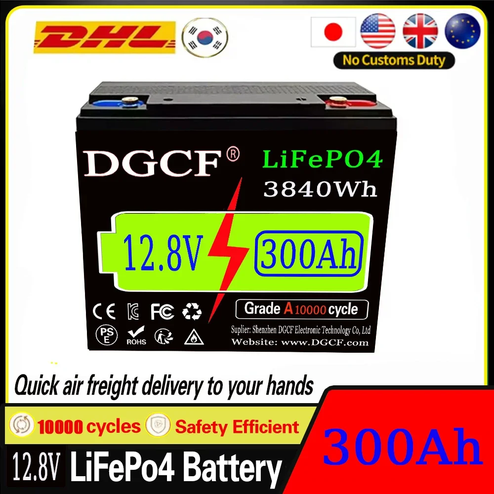 12.8V 🔋LiFePO4 Lithium Battery  500Ah 6400Wh, Built-in 200A BMS, Rechargeable Battery, for RV/Camper, Solar, Marine, Overland/V