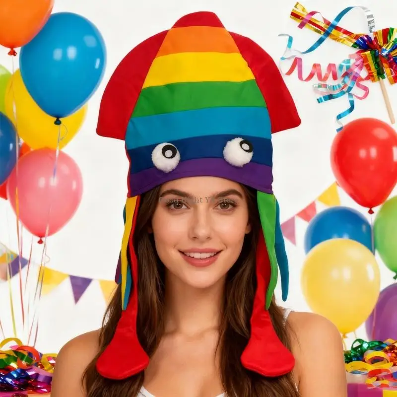 Creative Squid Headgear Hat Comfortable Headcover Cap For Party Gathering Wear Cosplay Hat for Theme Event Photography