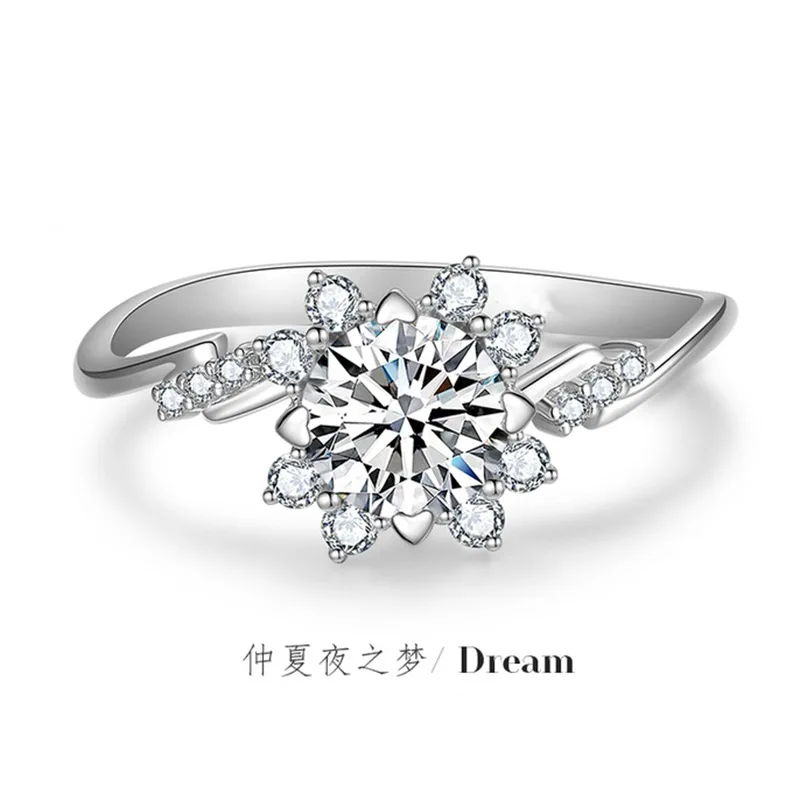 925 Sterling Silver S925 Ring 2 Carat Eight Hearts and Eight Arrows Sparkling Elegant Accessories for Women's Daily Dating
