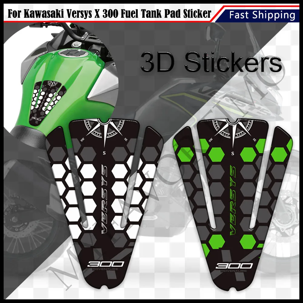 

For Kawasaki VERSYS 300 VERSYS-X Tourer 300 Motorcycle Tank Pad 3D Stickers Adventure Side Panel Protector Fairing