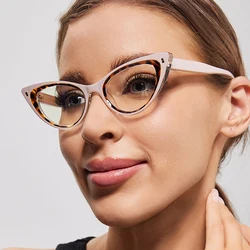 57362 Gradient Color Cat Eye Anti Blue Light Glasses Fashion Rivet Optical Spectacles Frames Spring Hinge Prescription Eyeglass