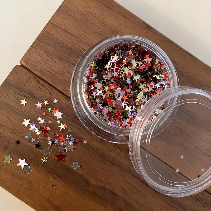 1Pcs Glitter Star Nail Sequins 3D Charming Mixed Color Candy Colored Nail Flake Five-Point Star Nail Art Decor Diy Accessor