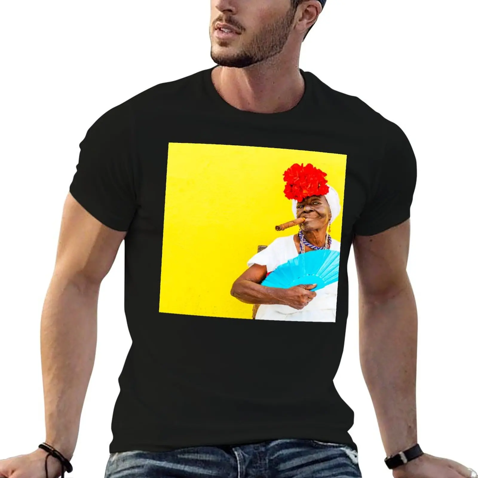 Cuban Woman In Havana With Cigar T-Shirt t shirt men 100% cotton luxury brand t shirts for man cotton soft T-Shirt