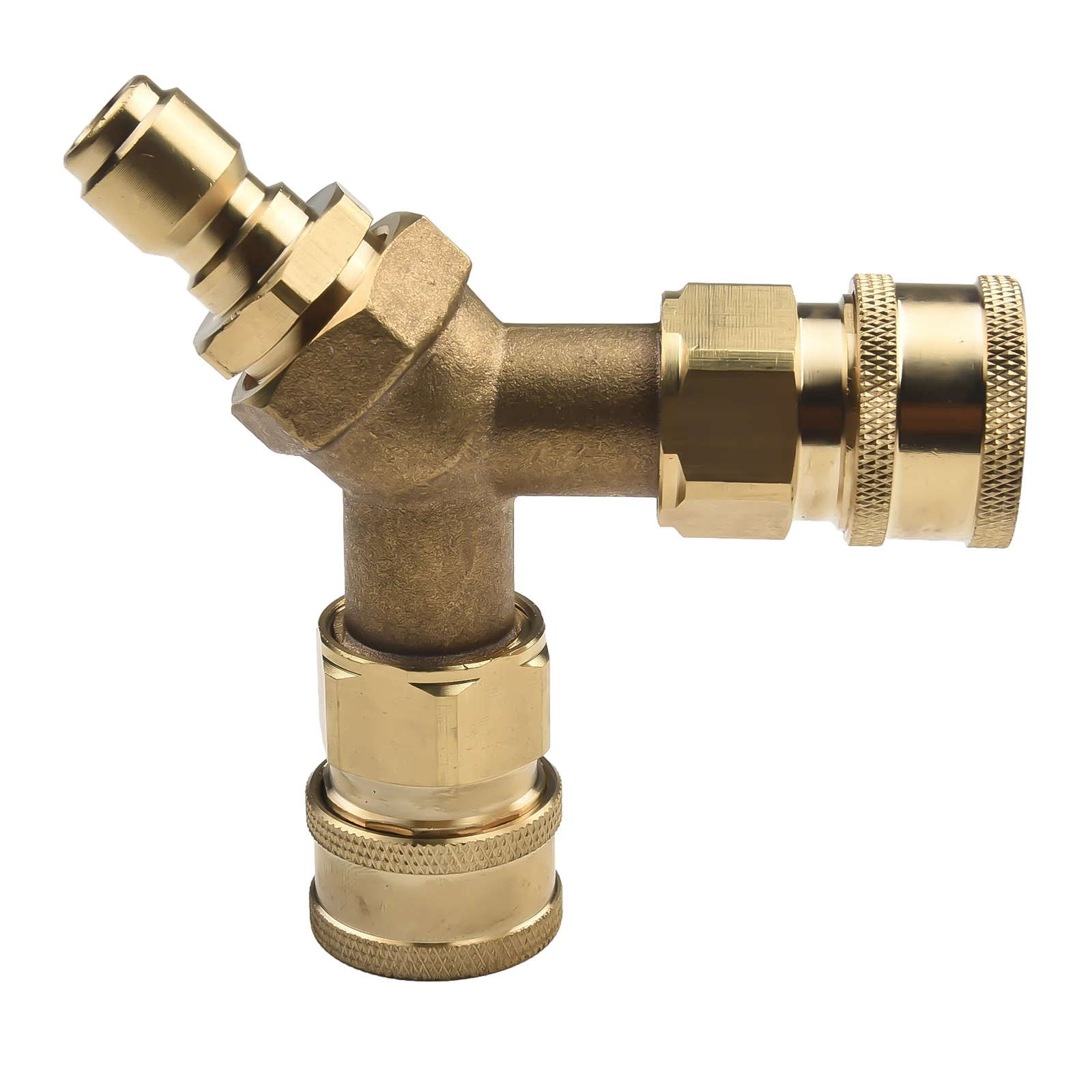 Three-way Converts Washer Tee Splitter Two Washing Machines High-pressure Washer Gold Splitter 14.8mm Brass None