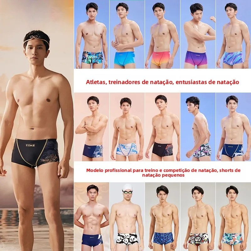 zoke-professional-training-competition-swimsuit-men's-boxer-briefs-adult-swimwear-flat-angle-pants-fitness