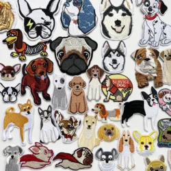 Cartoon/Dog Patches For Clothing Fox Husky Claw Pug Embroidered patch Thermoadhesive Iron on patches for Jacket DIY Sew Stickers