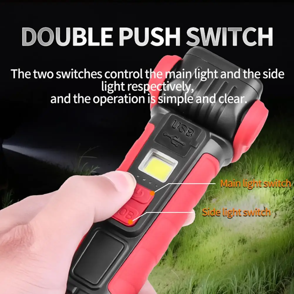 مصباح يدوي محمول عالي الطاقة، ضوء عمل متعدد الوظائف مع مشبك شعلة جيب فائقة السطوع، سلسلة مفاتيح صغيرة مغناطيسية LED