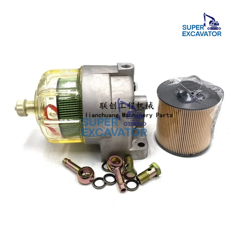 For Kobelco SK75-8 Oil and water separator assembly Oil cup Oil-water paper firewood Diesel filter excavator Parts