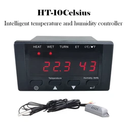 HT-10 Digital Egg Incubator Controller Thermostat Hygrostat Automatic Turning Control with Temperature Humidity Sensor Probe