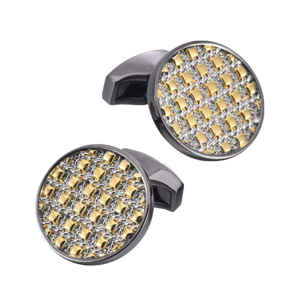 Exquisite Checkered Diamond-encrusted Cufflinks Men's Round Full-diamond Business Formal Wear High-end Accessories for Banquets