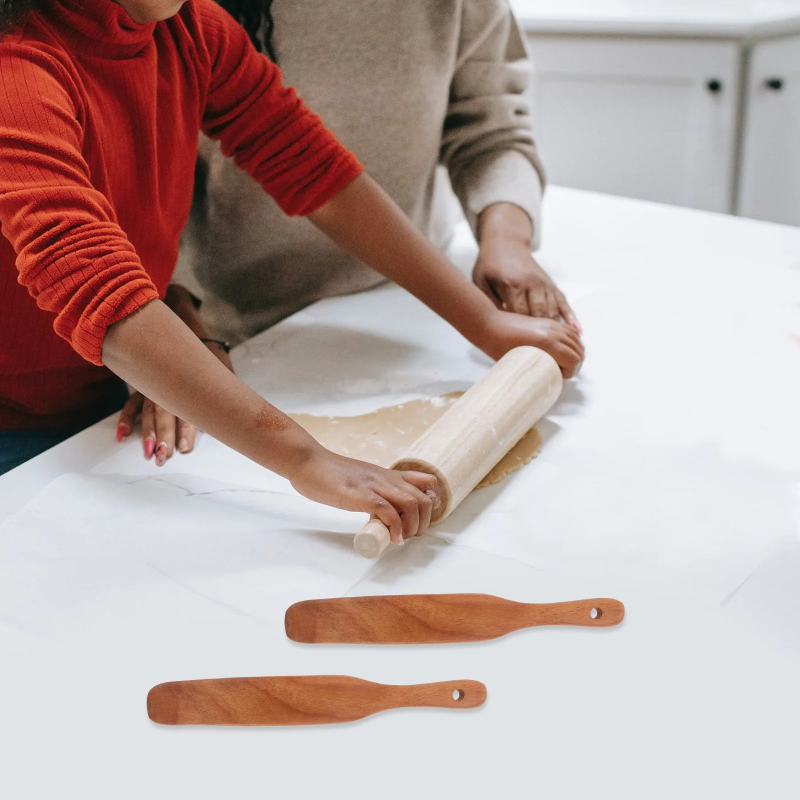 

2pcs Wooden Spatula Kitchen Utensils Cooking Supplies Baking Pan Trowel Butter Scraper Jam Spreader Cheese Fermenting Tool Long