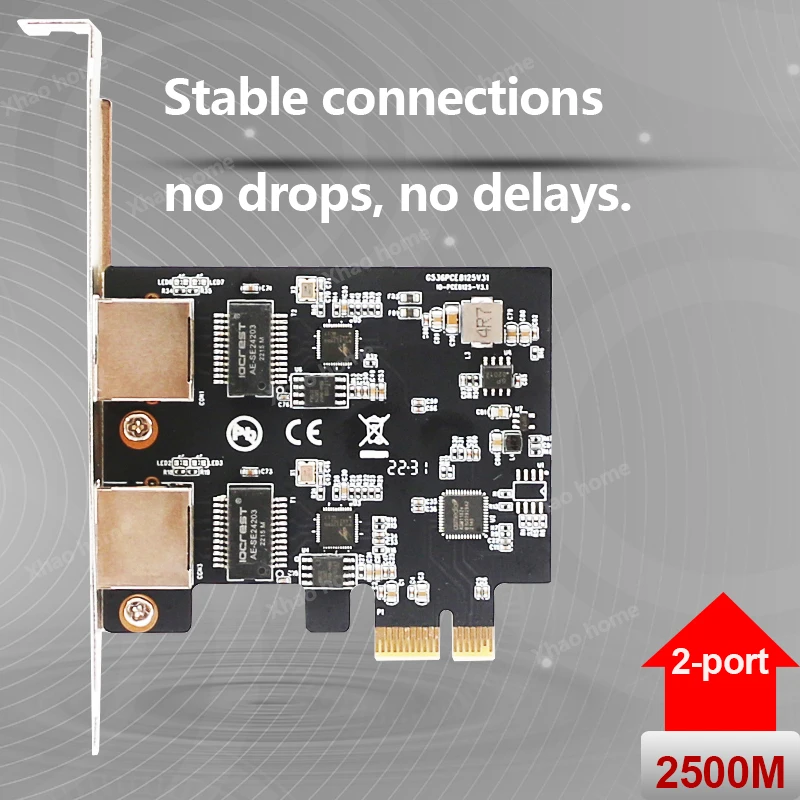 2.5G Double Port Ethernet Card RTL8125E PCIE-X1 X4 RJ45 Nework Extend Adapter Support For Synology NAS And Others Network Card