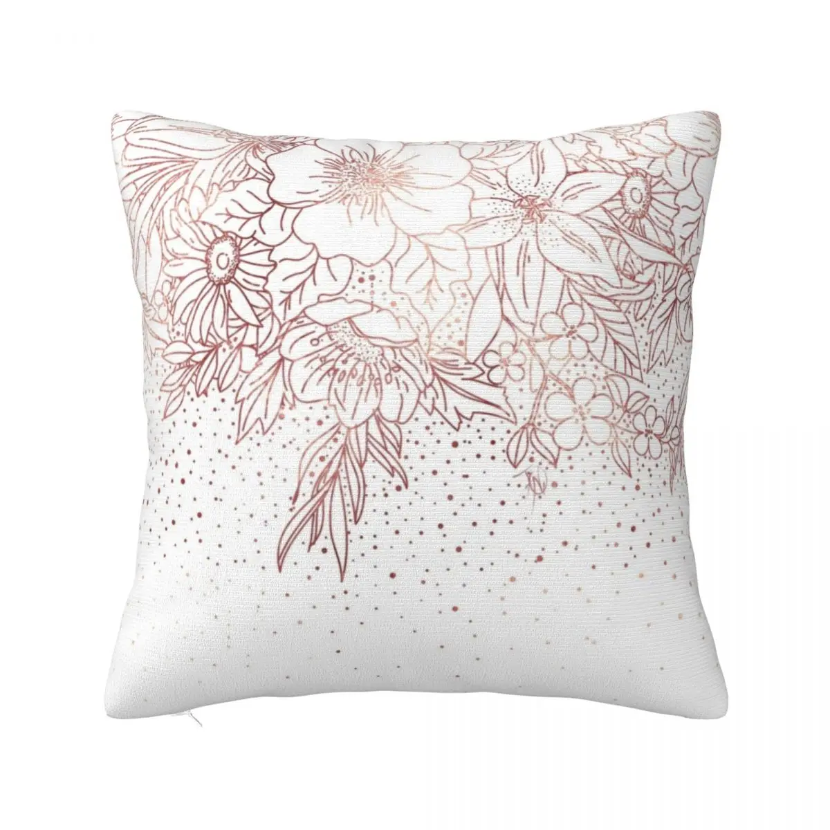 

Rose gold hand drawn floral doodles and confetti design Throw Pillow Cushions For Sofa Cushions