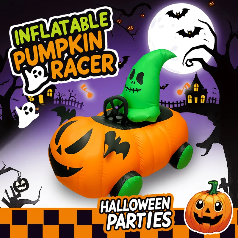 

2025 New product 2.4G Remote control one click inflatable large pumpkin car party prank RC children's toy car Halloween gift
