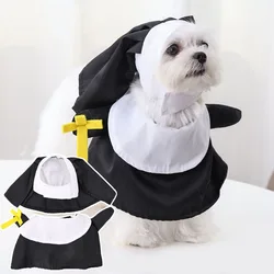 Cute Halloween Pet Costumes Cosplay Nun Cloak For Small Dog Cat Kitten Puppy Dress Funny Pet Clothes Cat Accessoties Gift