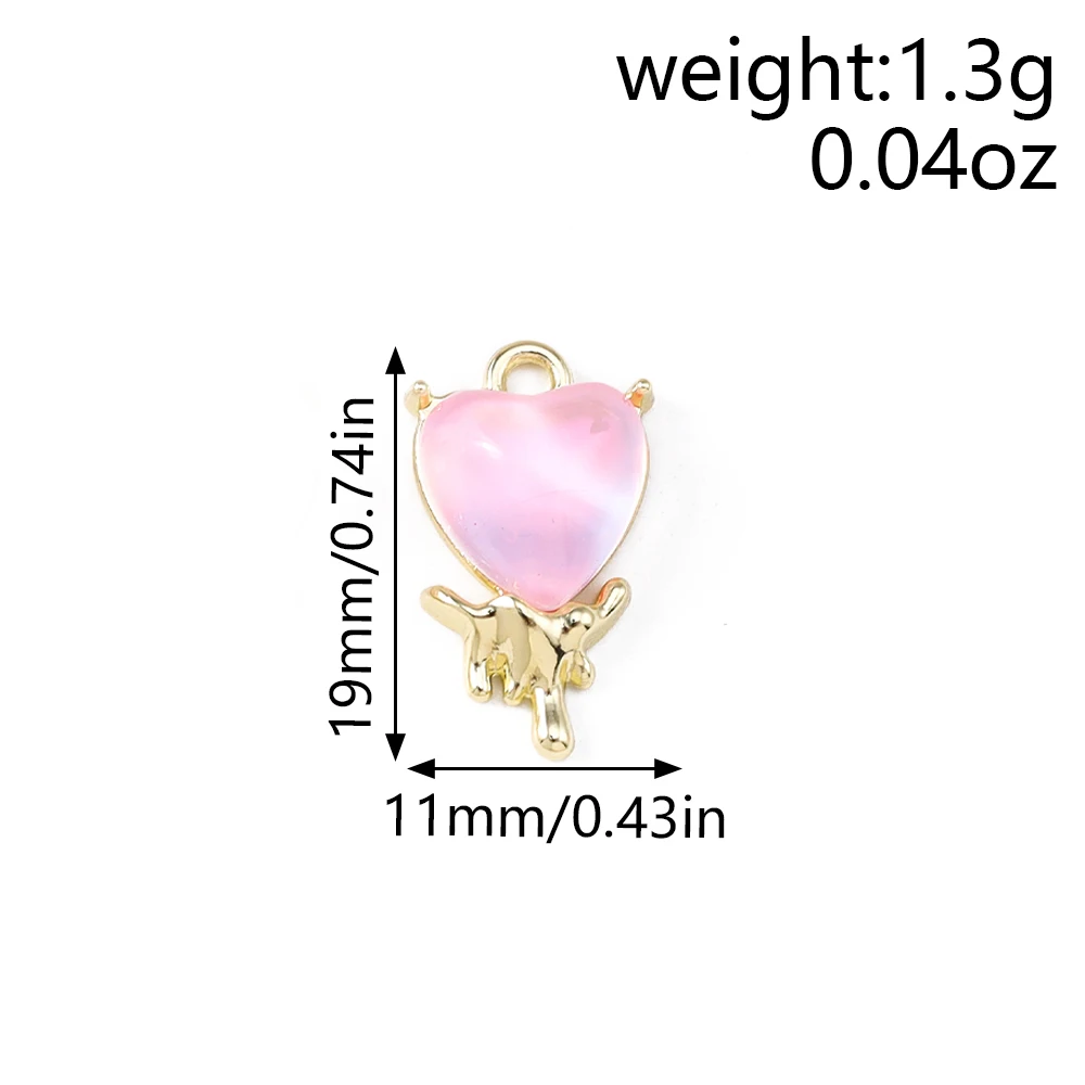 Leslie 5 Stück Modische Y2K Legierung Kristall Flüssig-Lava Herz Anhänger DIY Schmuckherstellung Charm Ohrringe Halskette Armband Zubehör – Detail 35
