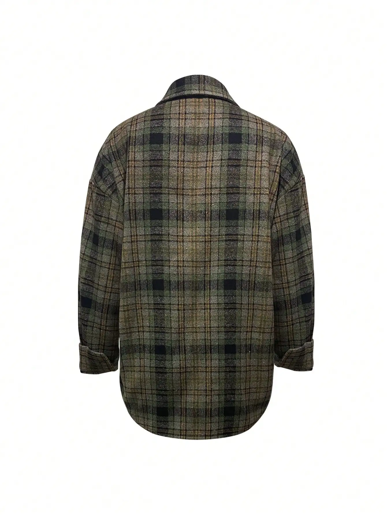 Giacca Casual da Donna a Quadri, Vestibilità Ampia, Cappotto Monopetto a Maniche Lunghe per Autunno e Inverno