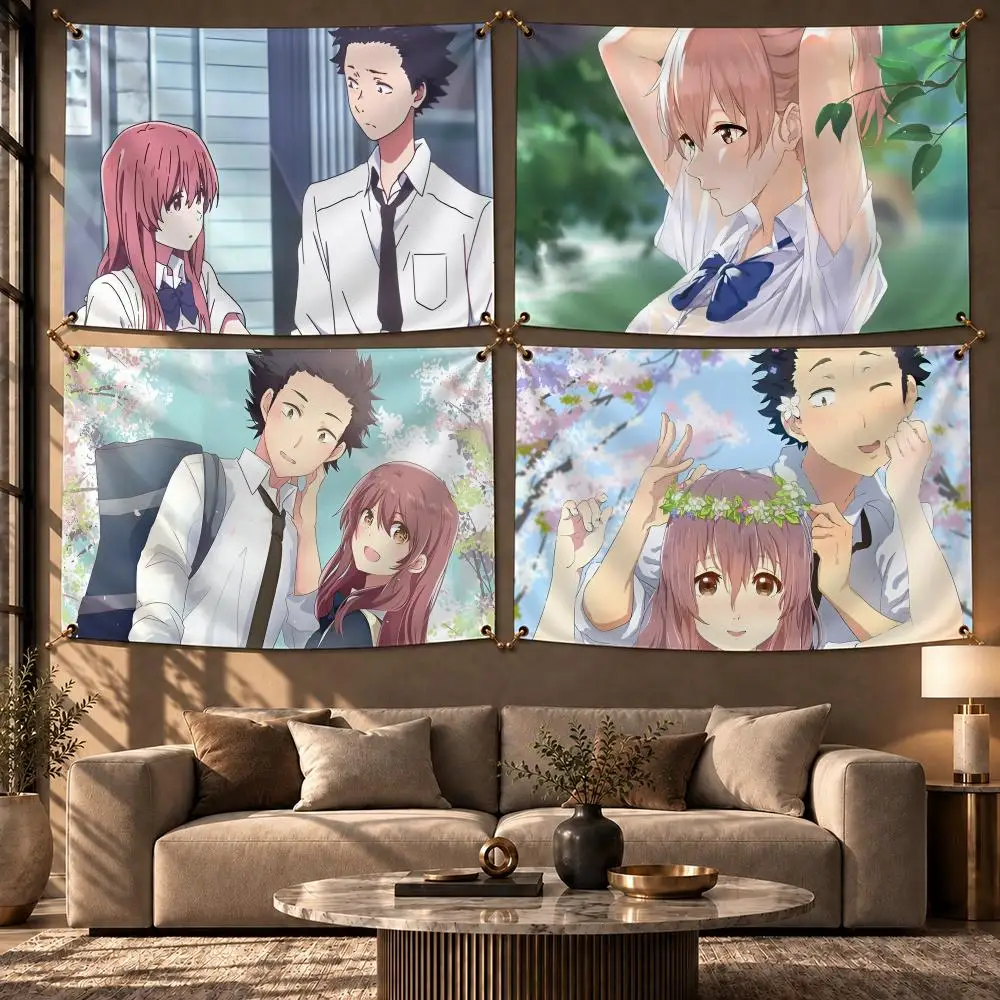 Top-rated Anime A Silent Voice Flags Wall Hanging Flag Banner Home Decor Aesthetic Living Room Bedroom HD Fabric