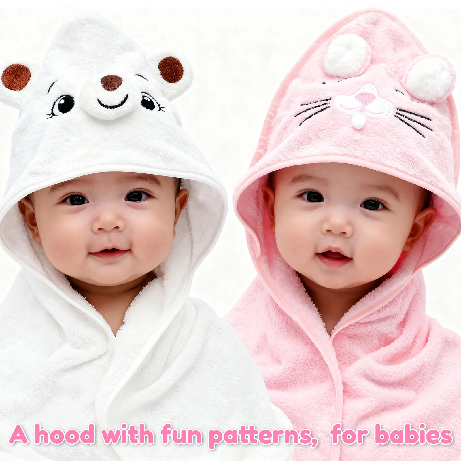 

5Pcs Baby Bathrobe Infant Bath Towel Boy Girl Hoodies Soft and Absorbent Cartoon Fleece Towel Blanket Newborn Kids