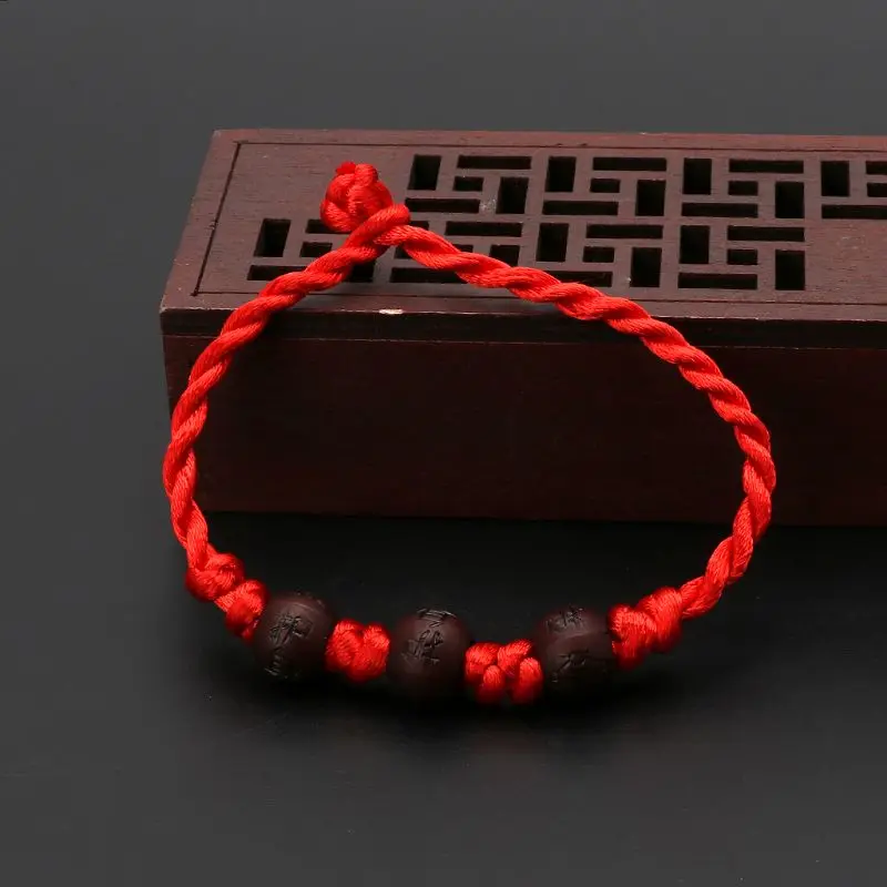 Pulsera cuerda roja tigre Año Nuevo E15E, pulsera trenzada hilo rojo hecha a mano para Protec