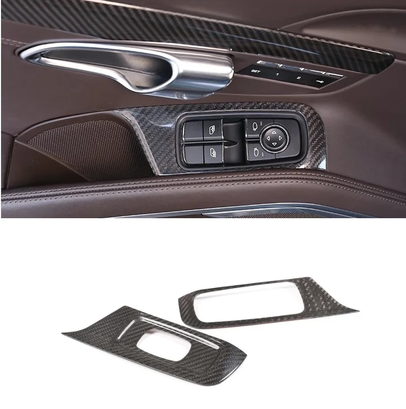 

Real Carbon Fiber Protective Shell Car Door Window Control Switch Panel Decorative Cover Frame For Porsche 911 718 2013-2021