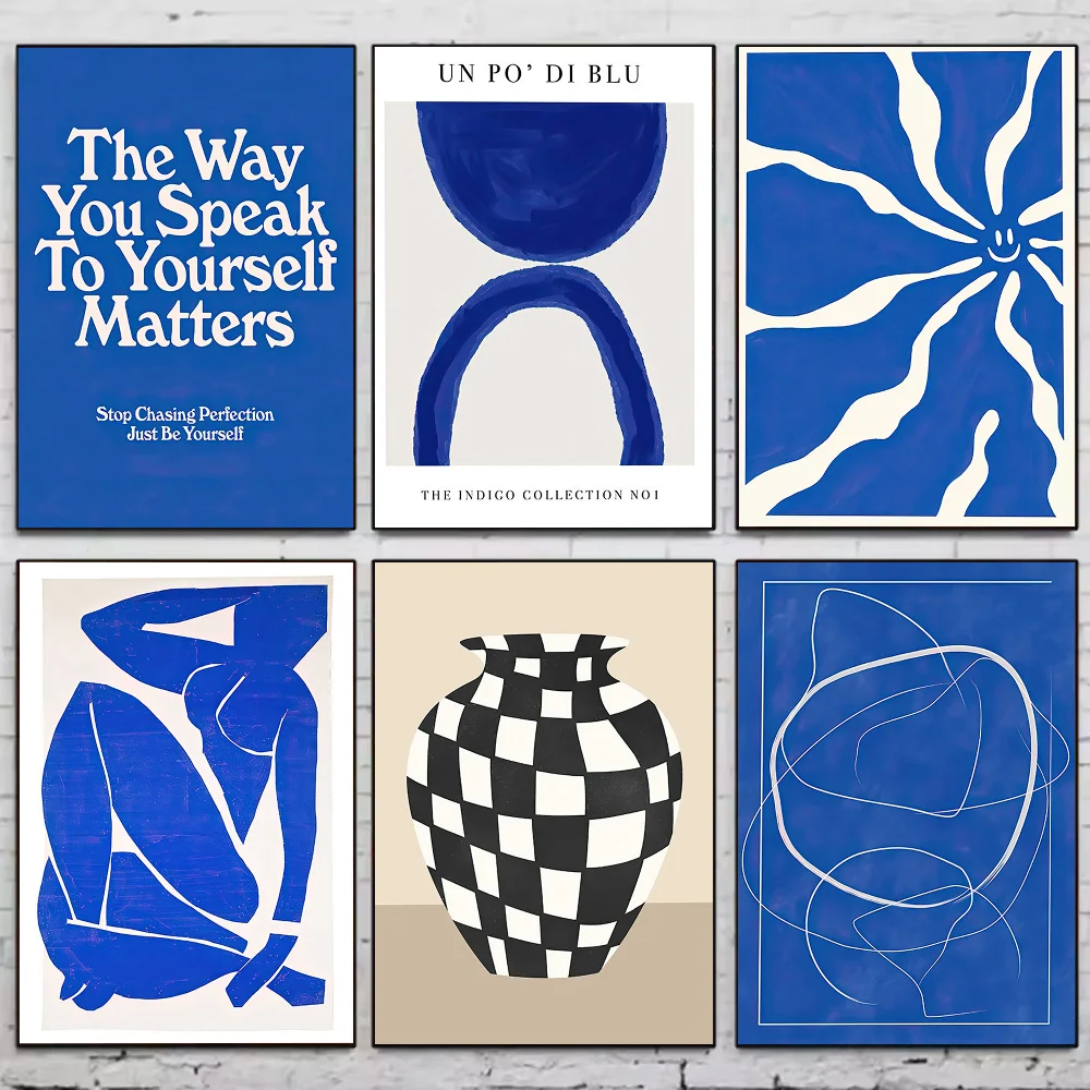 مجردة الأزرق المشارب المحيط ماتيس فتاة المشارك ملصقات الفن جداريات حائطية ديكور لعبة غرفة ديكور الهدايا Kawaii HD اللوحة القط سيارات #1