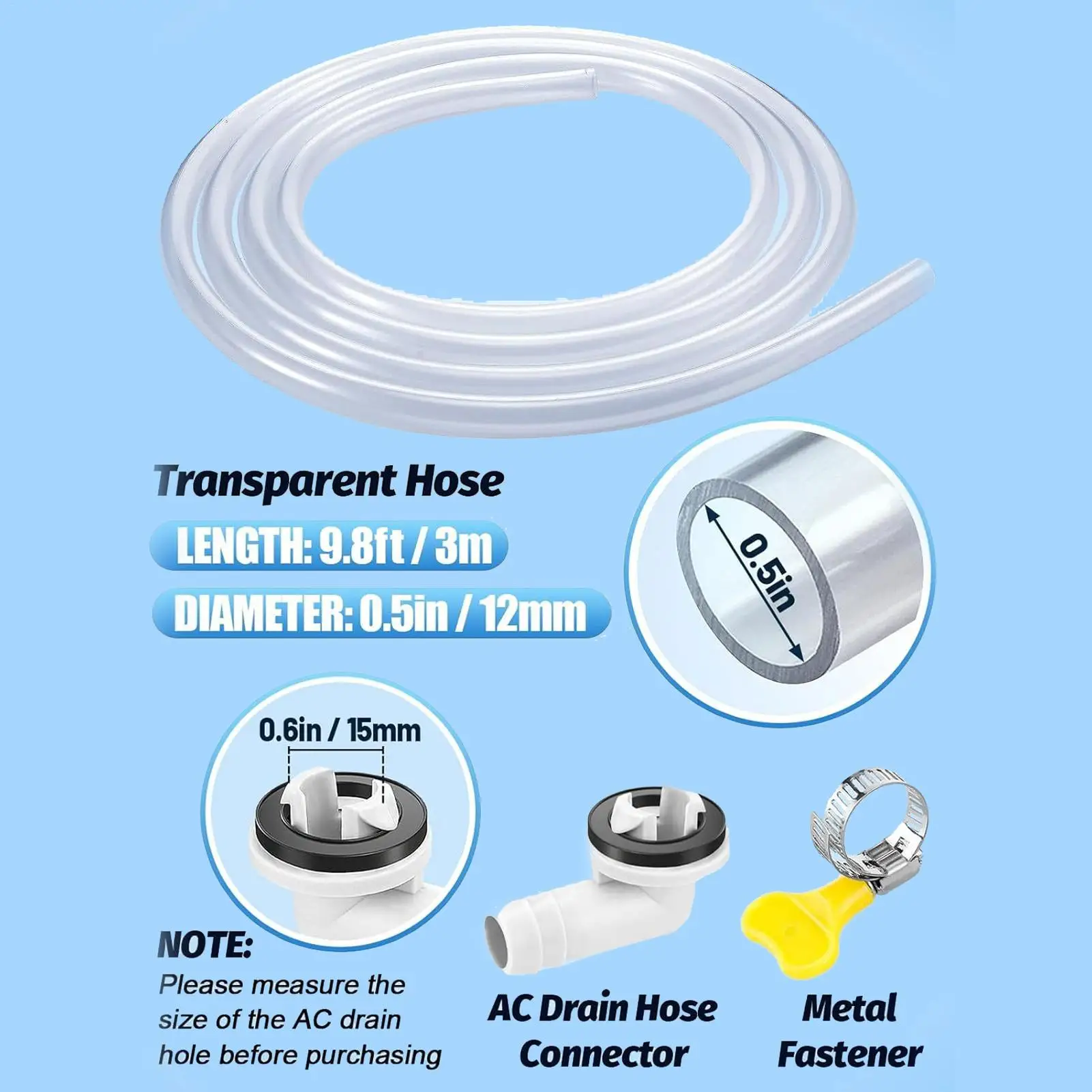 

Air Conditioner Drain Hose Peristaltic Pump Tube 12MM Flexible Leakproof Transparent Air Conditioner Drainpipe Repair Tool