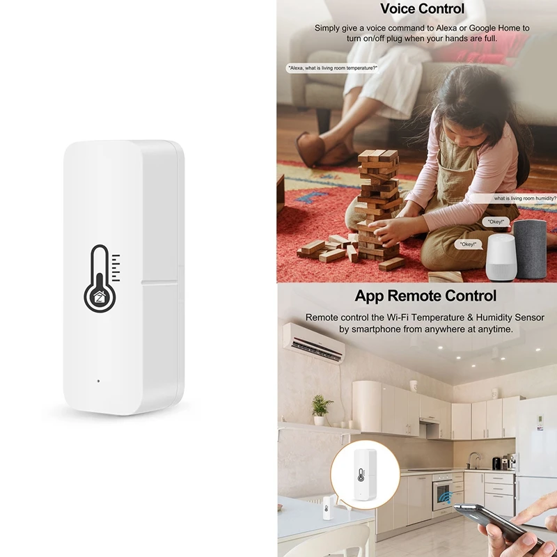 

RISE-2Pcs Tuya Smart Temperature And Humidity Sensor Battery Powered Security With Tuya Smart Life App