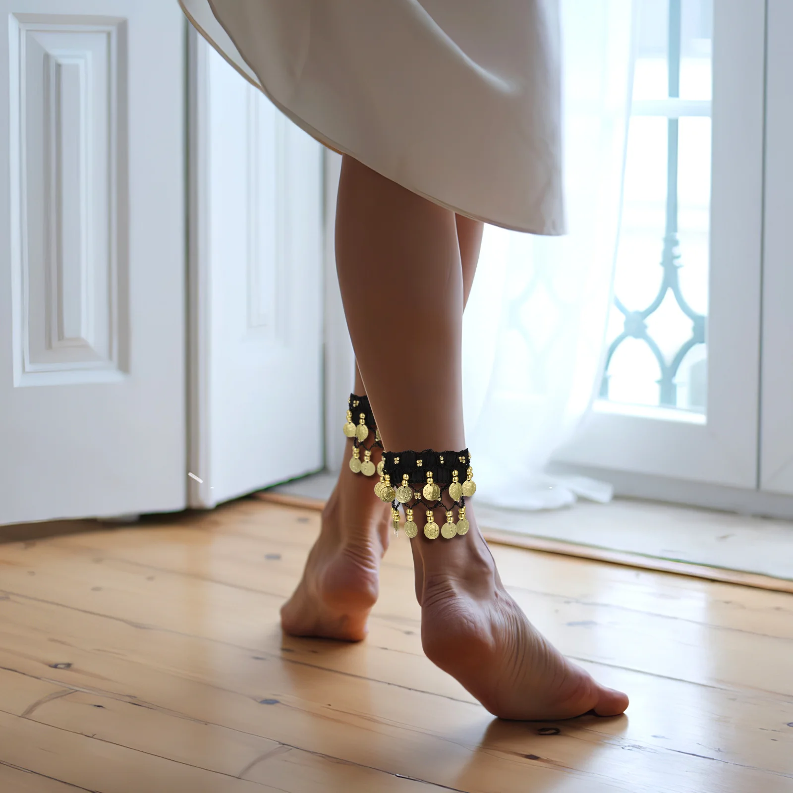 

2pcs Coin Charm Bracelet For Women Belly Dance Foot Jewelry Anklet Decorative Chain Accessory Coin Ankle Bracelets Women Ankle