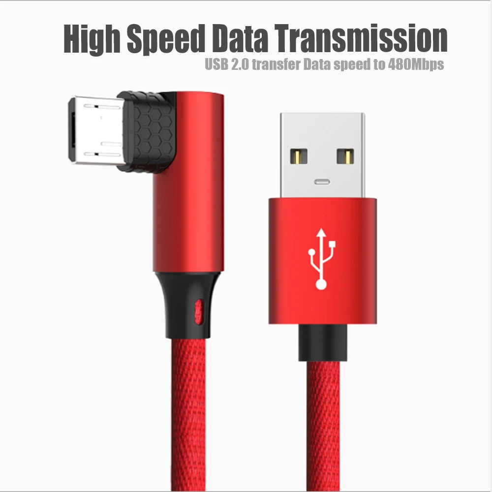 USB Data Cable 90 Degree Elbow Data Cable Charger Cord For iphone Samsung Xiaomi Mobile Phone Accessories Fast Charging Cable