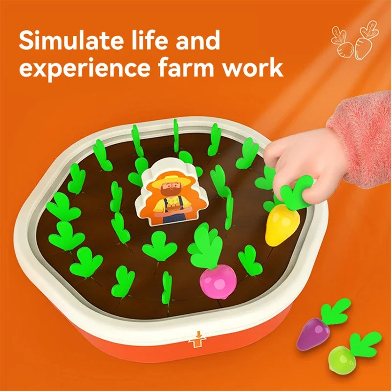 Baby Montessori Carrot Harvest Pull Ravanello Memoria Ordinamento Giochi da tavolo Abilità motorie fini Giocattoli sensoriali educativi per i più piccoli