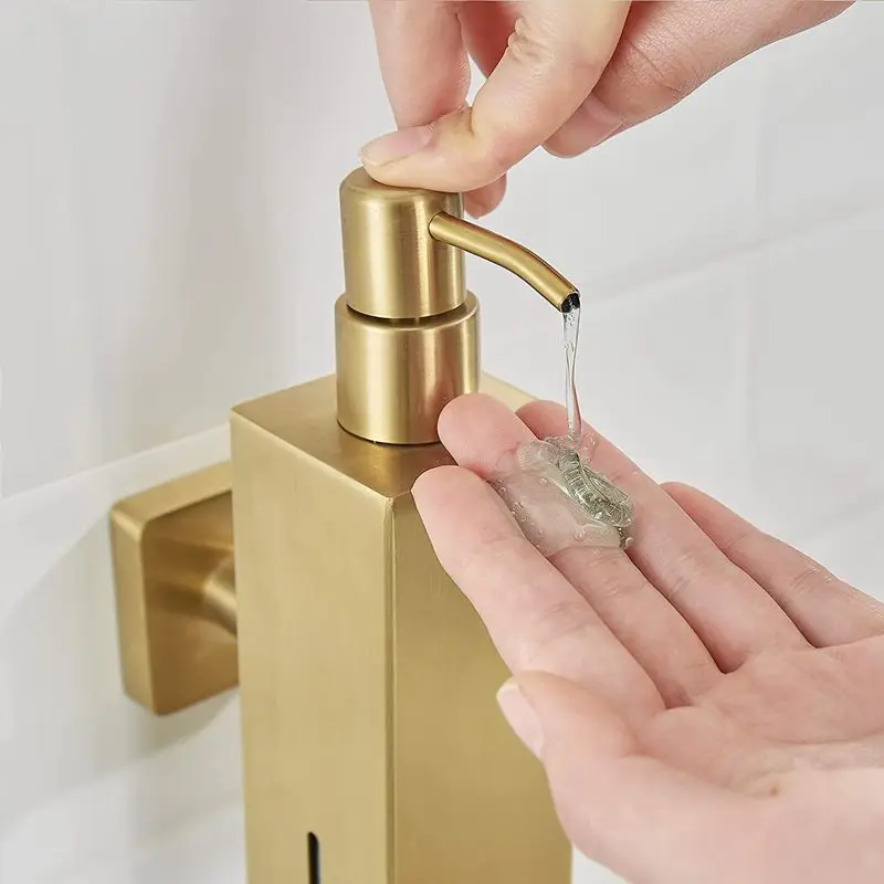 Wire Drawn Gold Soap Dispenser 304 Stainless Steel Empty Bottle Large Capacity Press Type Manual Hand Soap Bottle 250ML