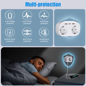 Tomada USB EU Tomada Elétrica Conversor, Double Plug Schuko, Alemanha DE Placa de Parede Padrão, Adaptador de Energia Europeu, Branco 8 principais vendas fonte chaveada dupla - №7