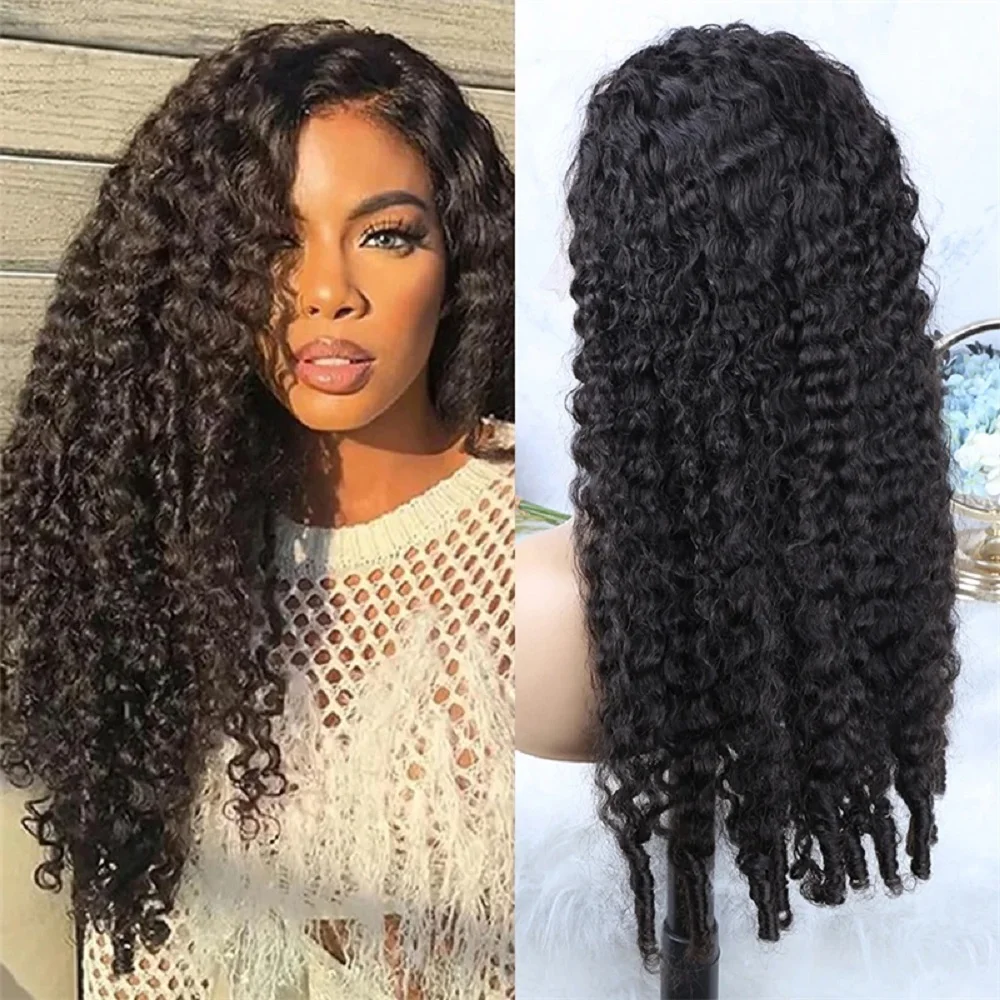 

Бесклеевые бирманские вьющиеся человеческие волосы для женщин, плотность 200, готовые к ношению, обновление 7x6 HD, парики с кружевной застежкой, 44 46 дюймов