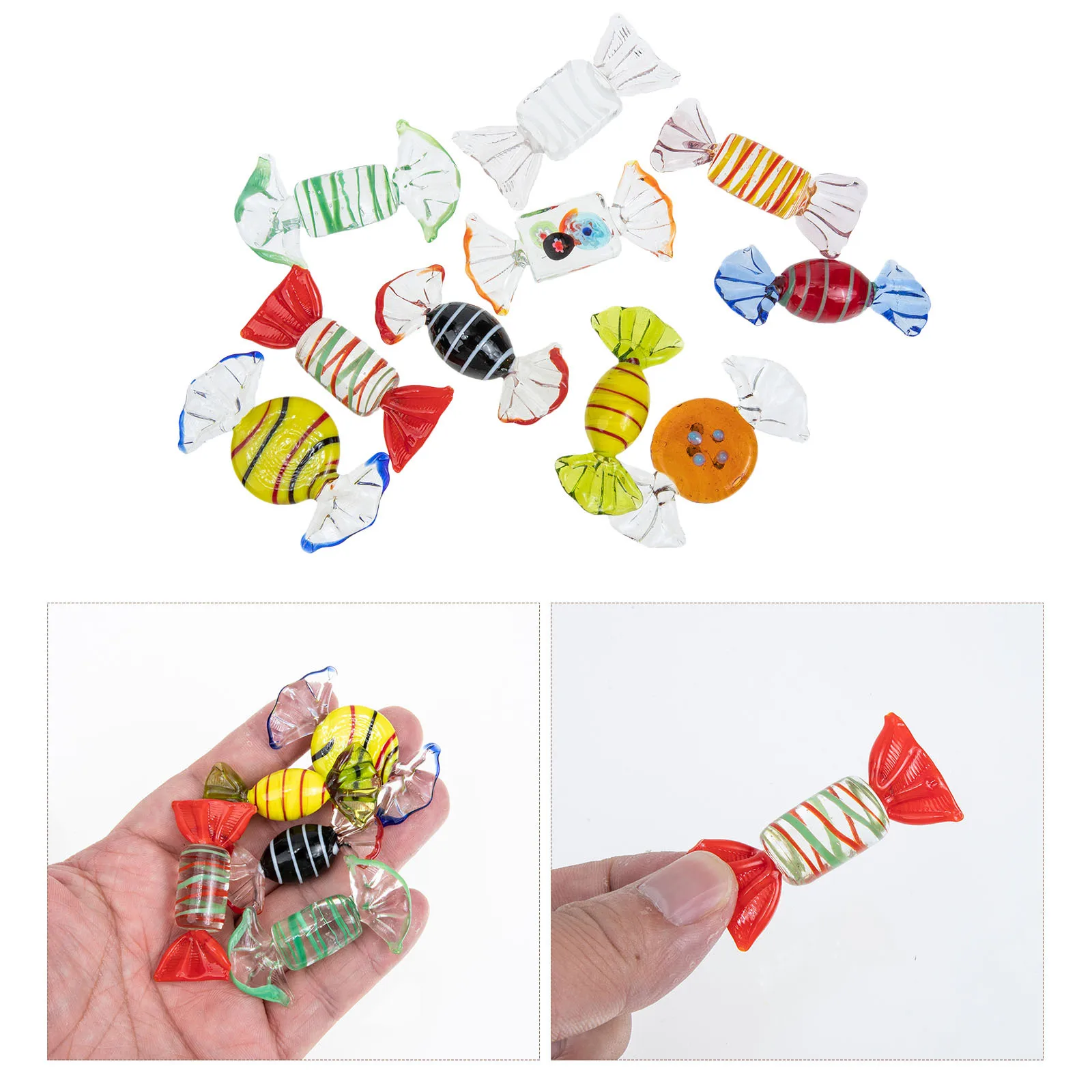 10Pcs Glass Candy Decorations Premium Handmade Ornaments for Home Office Living Room Bedroom Desktop Party Wedding Christmas