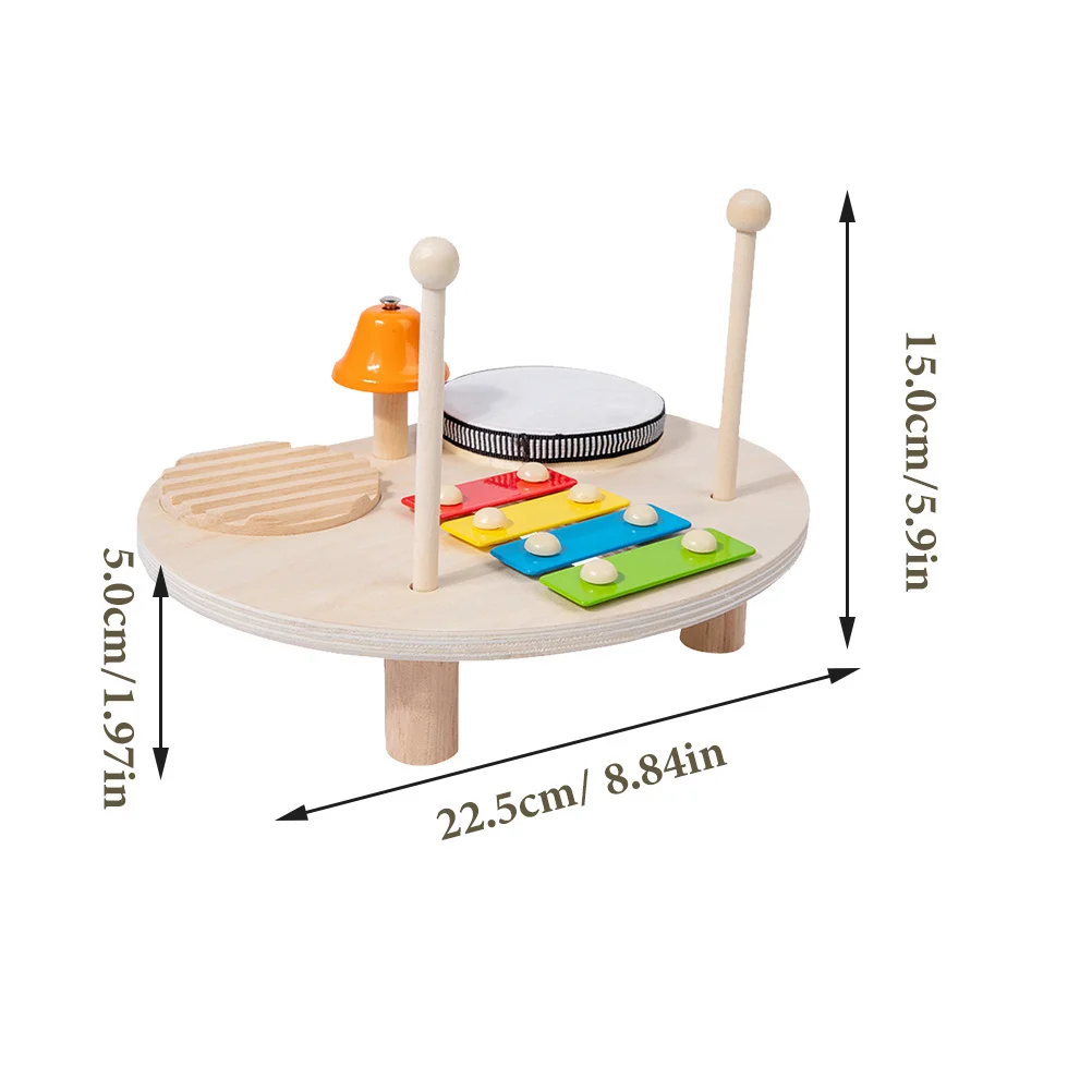 1Set Kids Xylophone Drum Set Wooden Musical Table Light Weight Educational Percussion Instruments Early Development Fun Musical