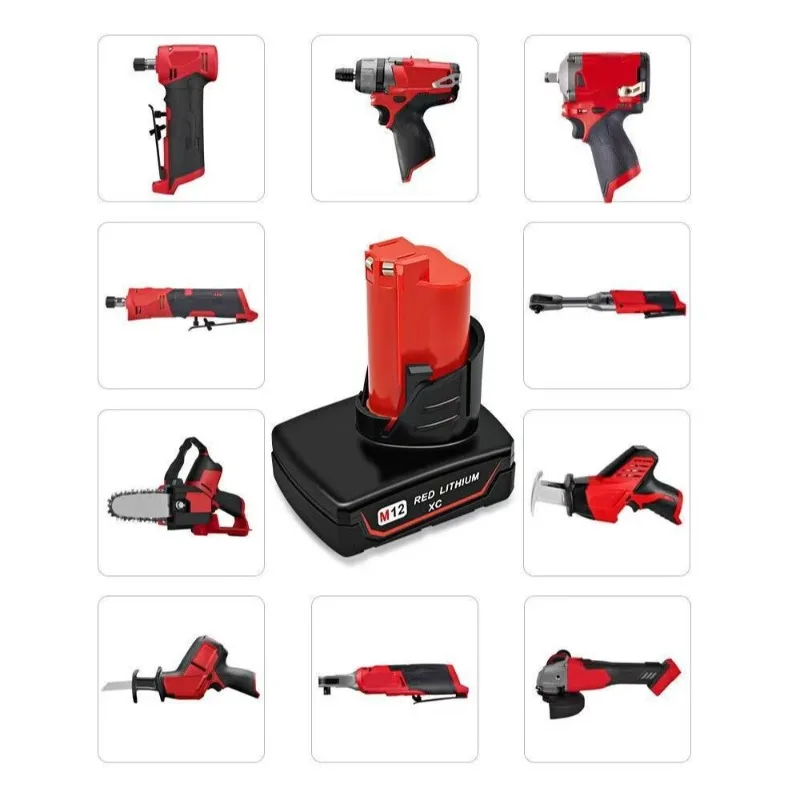 Replacement Battery for Milwaukee M12 Drill Angle Grinder Power Tool 12V 9000mAh High Capacity Long Lasting Li-ion Batteries