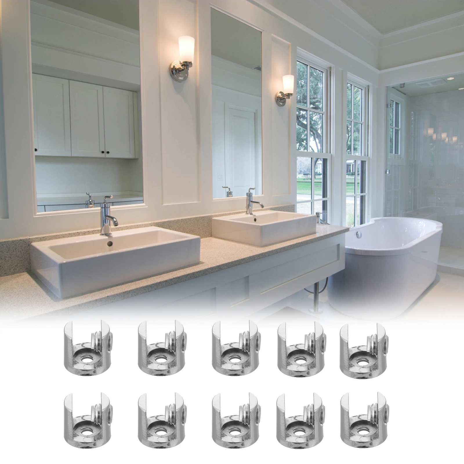 

10 Pcs Wall Glass Clip Wall-mounted Mirrors Clips Clamps Holder Multifunction Silver