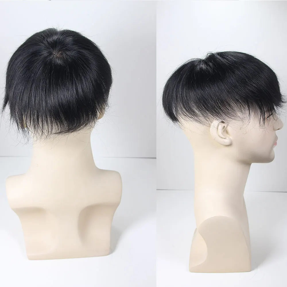 الشعر المستعار الإنسان للرجال السويسري الدانتيل الحرير قاعدة أعلى بو حول الباروكات 13x18 سنتيمتر نظام الشعر المستقيم الرجال الباروكات لآسيا 1B